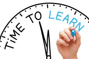 hand writing time to learn on a clock